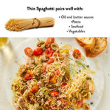 DeLallo Thin Spaghetti Pasta, 1 Pound Bag, 4 Pack, Al Dente Texture, Made in Itay, Made with Durum Wheat Semolina Flour, Cooks in 9 Minutes, Non-GMO
