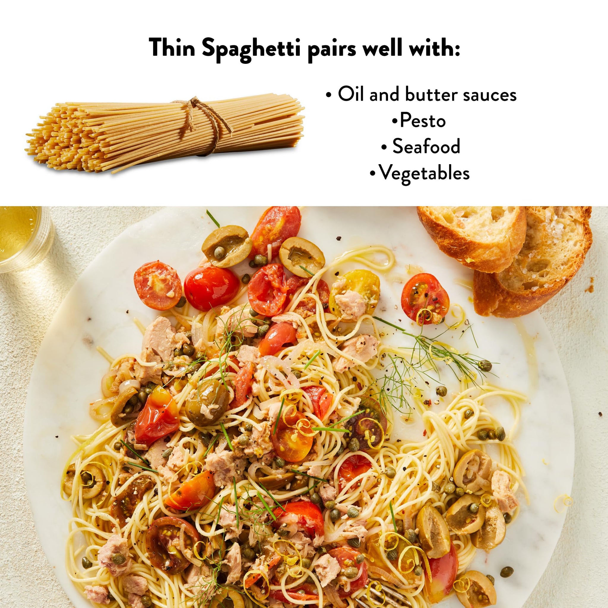 DeLallo Thin Spaghetti Pasta, 1 Pound Bag, 8 Pack, Al Dente Texture, Made in Itay, Cooks in 9 Minutes, Non-GMO, Lactose-Free, Peanut Free