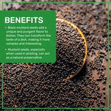 Jiva Organics Organic Black Mustard Seeds 7oz - Non-GMO, Gluten Free, Pungent & Aromatic Spice - 100% Raw & Natural