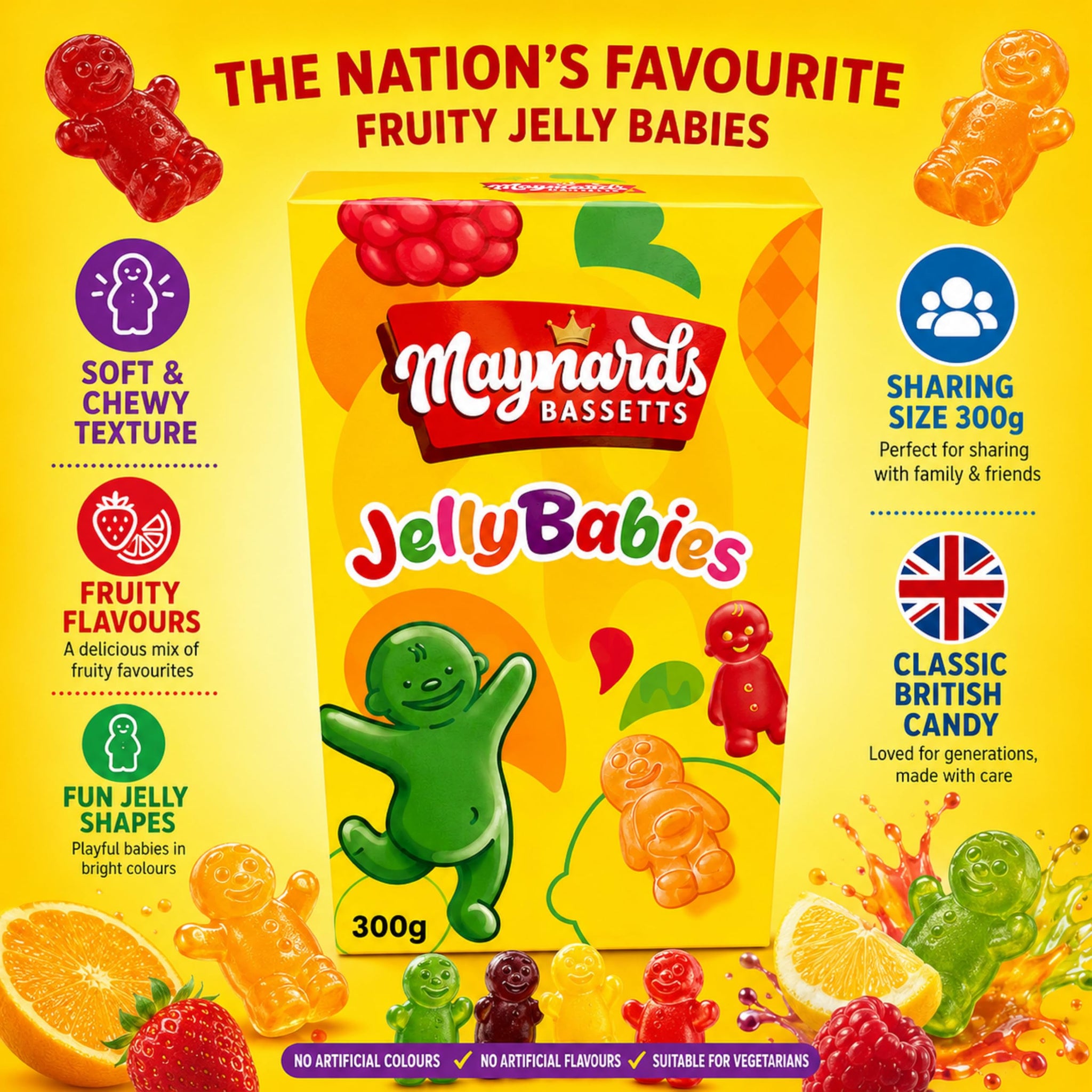Maynards Bassetts Jelly Babies Sweets Carton 300g (Pack of 1)