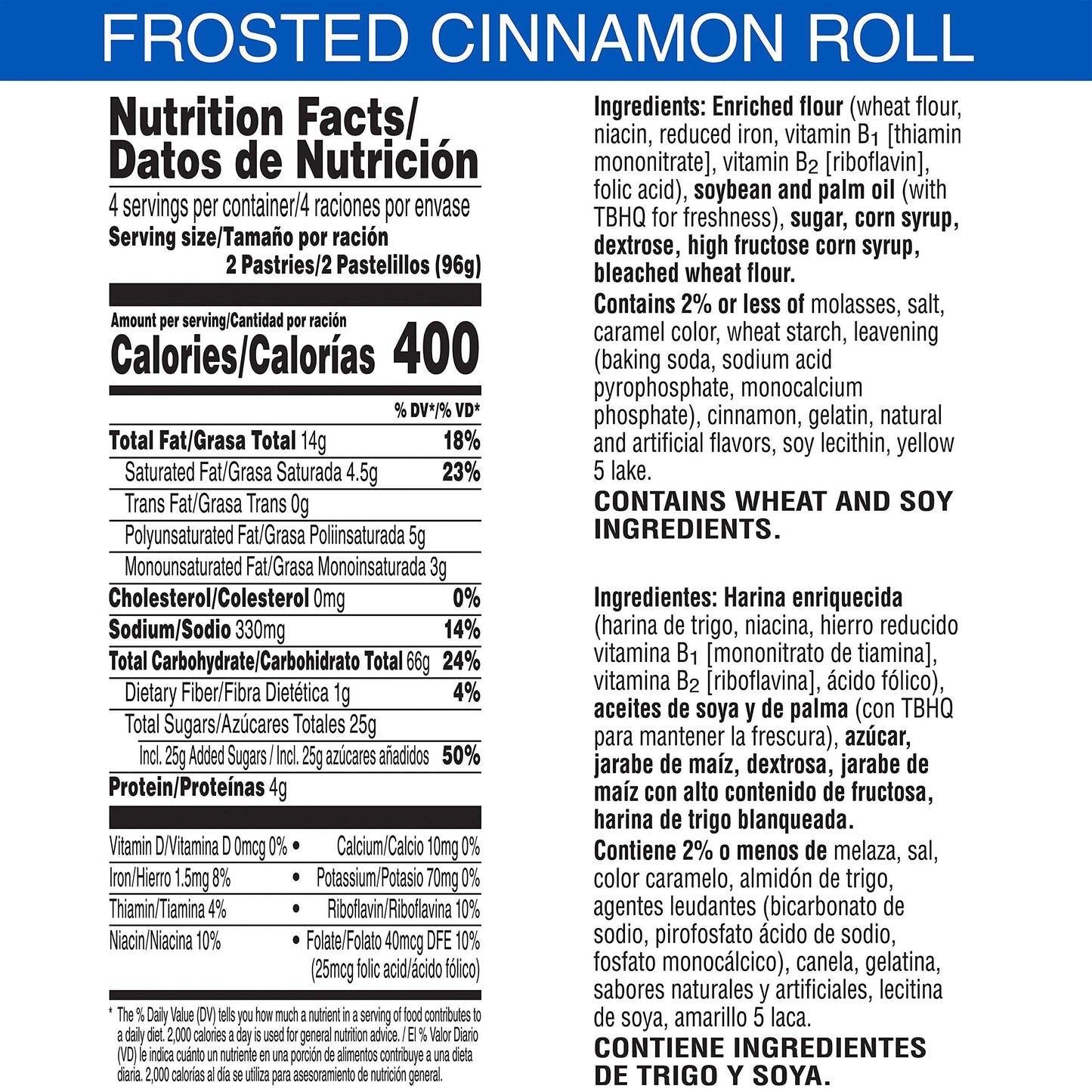 Pop-Tarts, Breakfast Toaster Pastries, Frosted Cinnamon Roll, 6.772lb Case (32 Count)