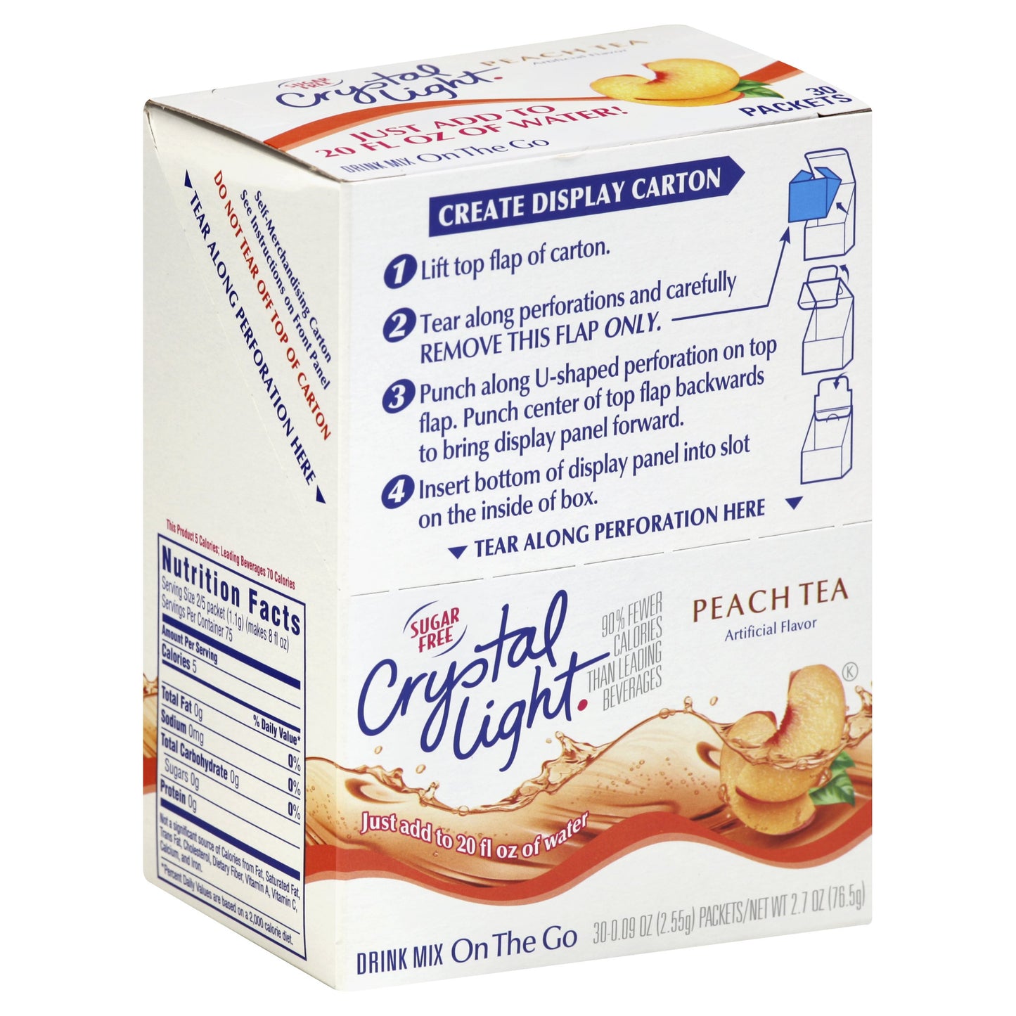 Crystal Light On-The-Go Drink Mix, Peach Tea (Pack of 90)
