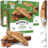 Nonni's Toffee Almond Biscotti Italian Cookies - Italian Biscotti Cookies - Biscotti Individually Wrapped - Dipped in Milk Chocolate - w/ Almonds