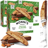Nonni's Toffee Almond Biscotti Italian Cookies - Italian Biscotti Cookies - Biscotti Individually Wrapped - Dipped in Milk Chocolate - w/ Almonds