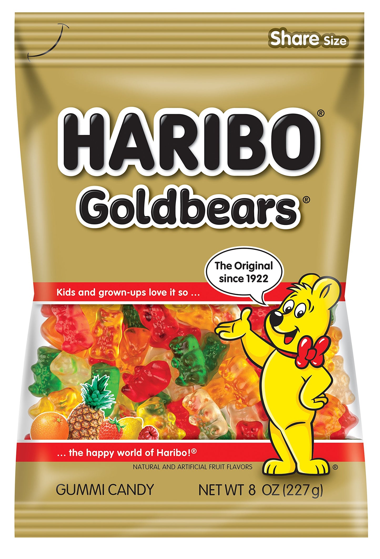 HARIBO Gummi Candy, Original Goldbears, 8 oz. Bag