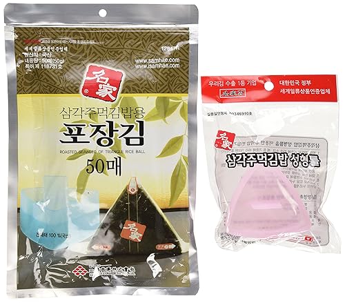 Kaneyama Seaweed Wrappers for Triangular "Onigiri" Rice Ball Starter Kits (50 Sheets with Mold)