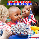 Fun Express Patriotic Red White Blue Peppermint Candy Bulk 2 Lb - 172 Individually Wrapped Mints for 4th of July Party Favors | Memorial Day Veterans