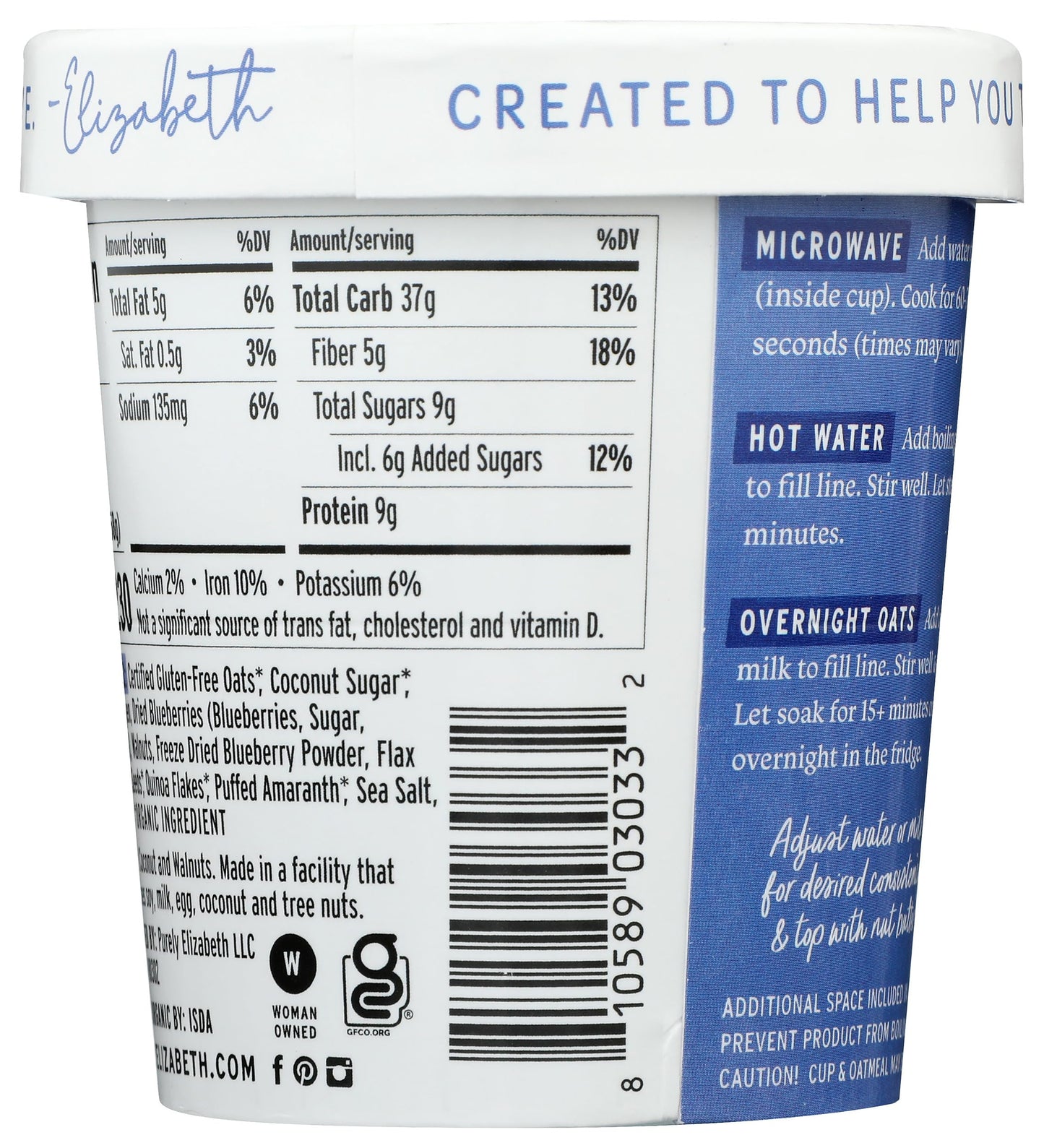 Purely Elizabeth, Oats Blueberry Walnut Collagen Protein, 2 Ounce