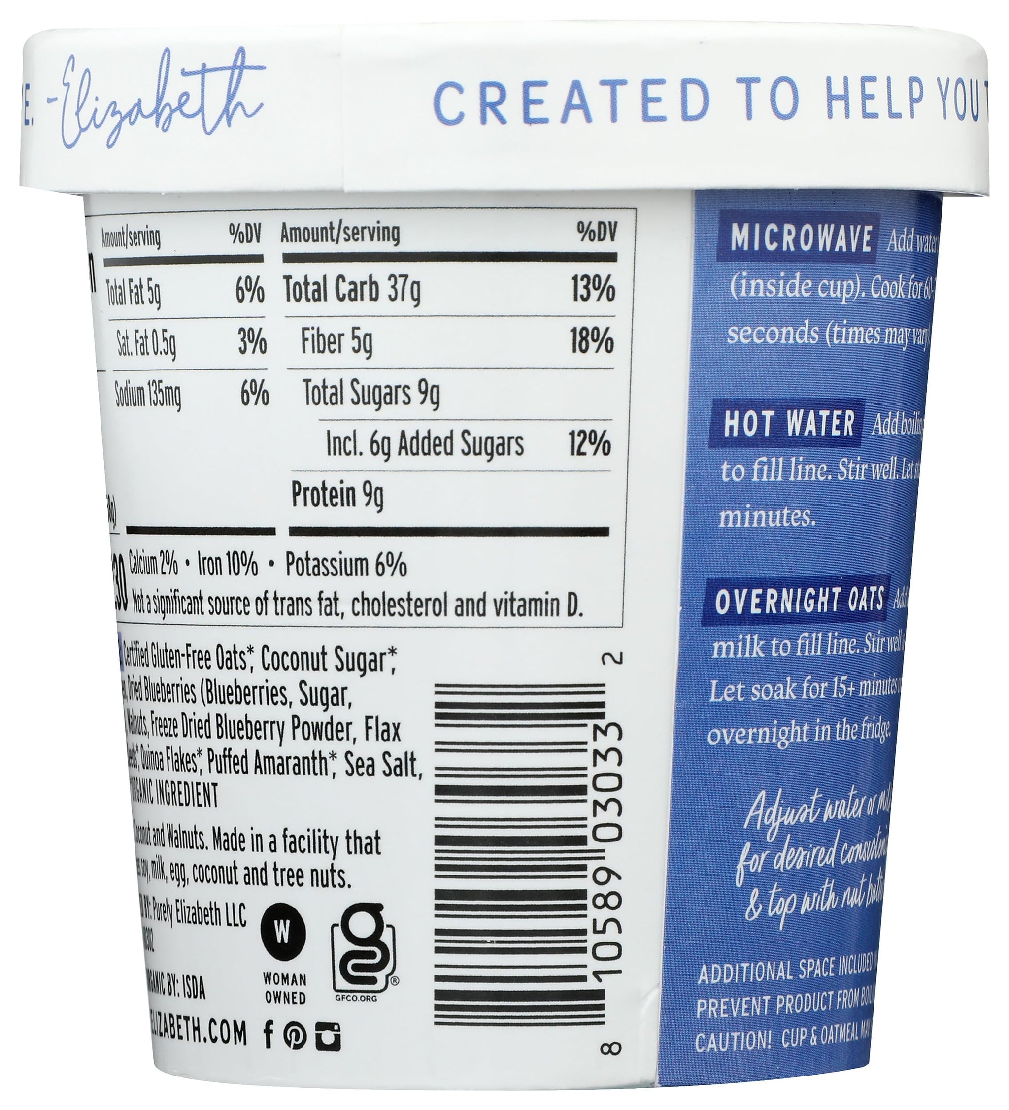 Purely Elizabeth, Oats Blueberry Walnut Collagen Protein, 2 Ounce