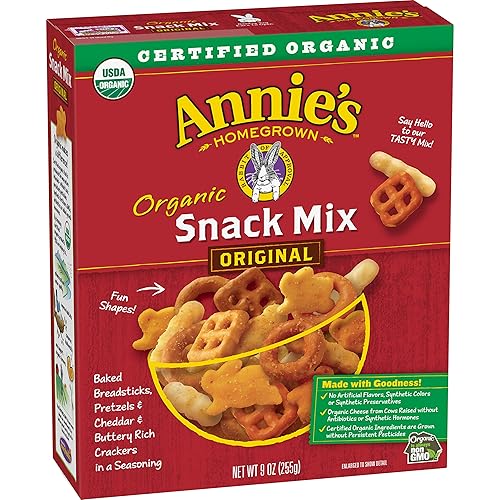 Annie's Organic Snack Mix, Assorted Crackers and Pretzels, 9oz Box