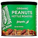 CB's Nuts Organic Jalapeño Kettle Roasted Peanuts - 1 Ingredient, USA Grown, Slow Roasted in Small Batches, USDA Organic, Non-GMO Verified, 14 oz Can