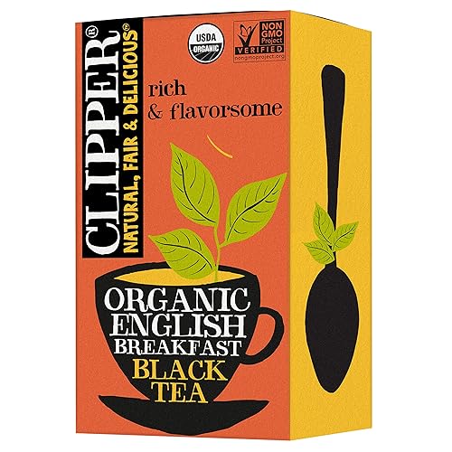 Clipper Tea Organic Fairtrade English Breakfast, Big Ben - USDA Organic, Non-GMO, Fair Trade, Sustainable Caffeinated Tea, 1 Pack, 20 Unbleached Tea