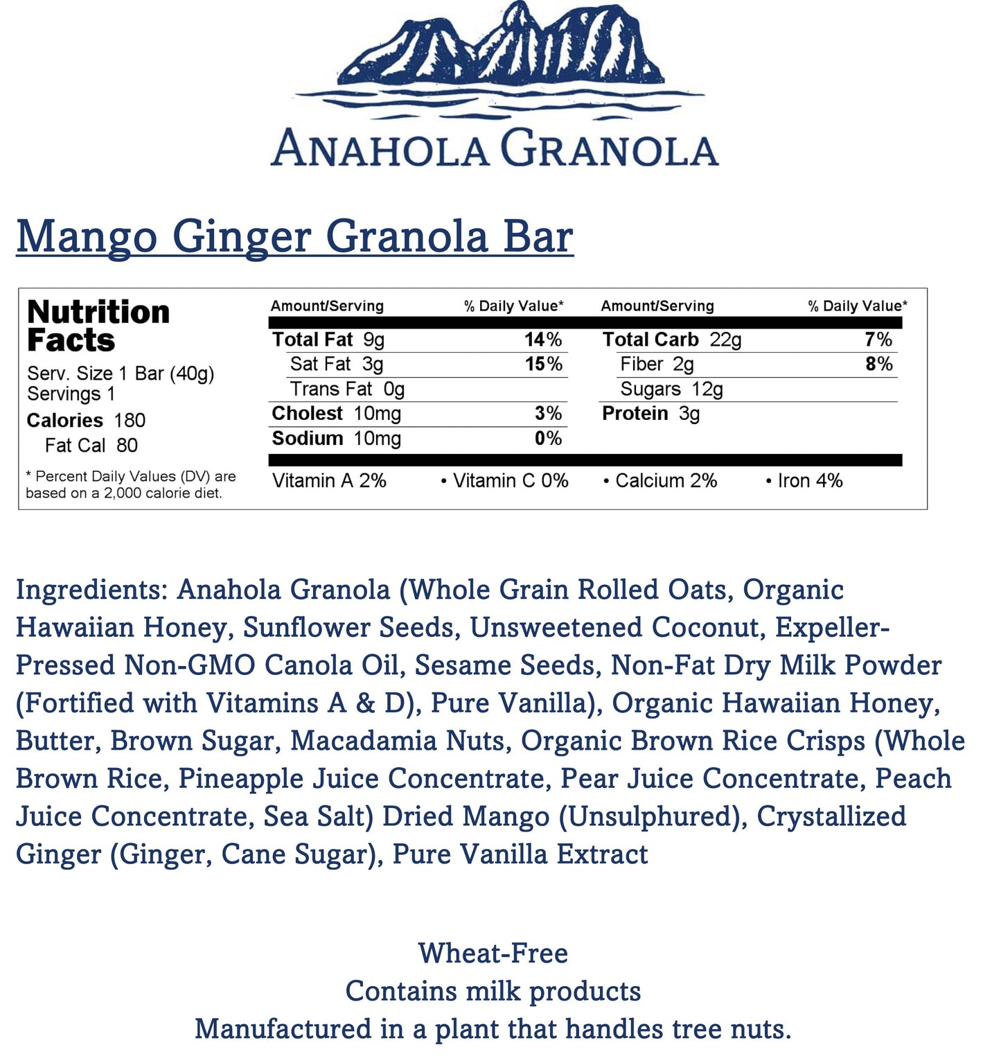 Anahola Granola Mango Ginger Bars, 8 Count