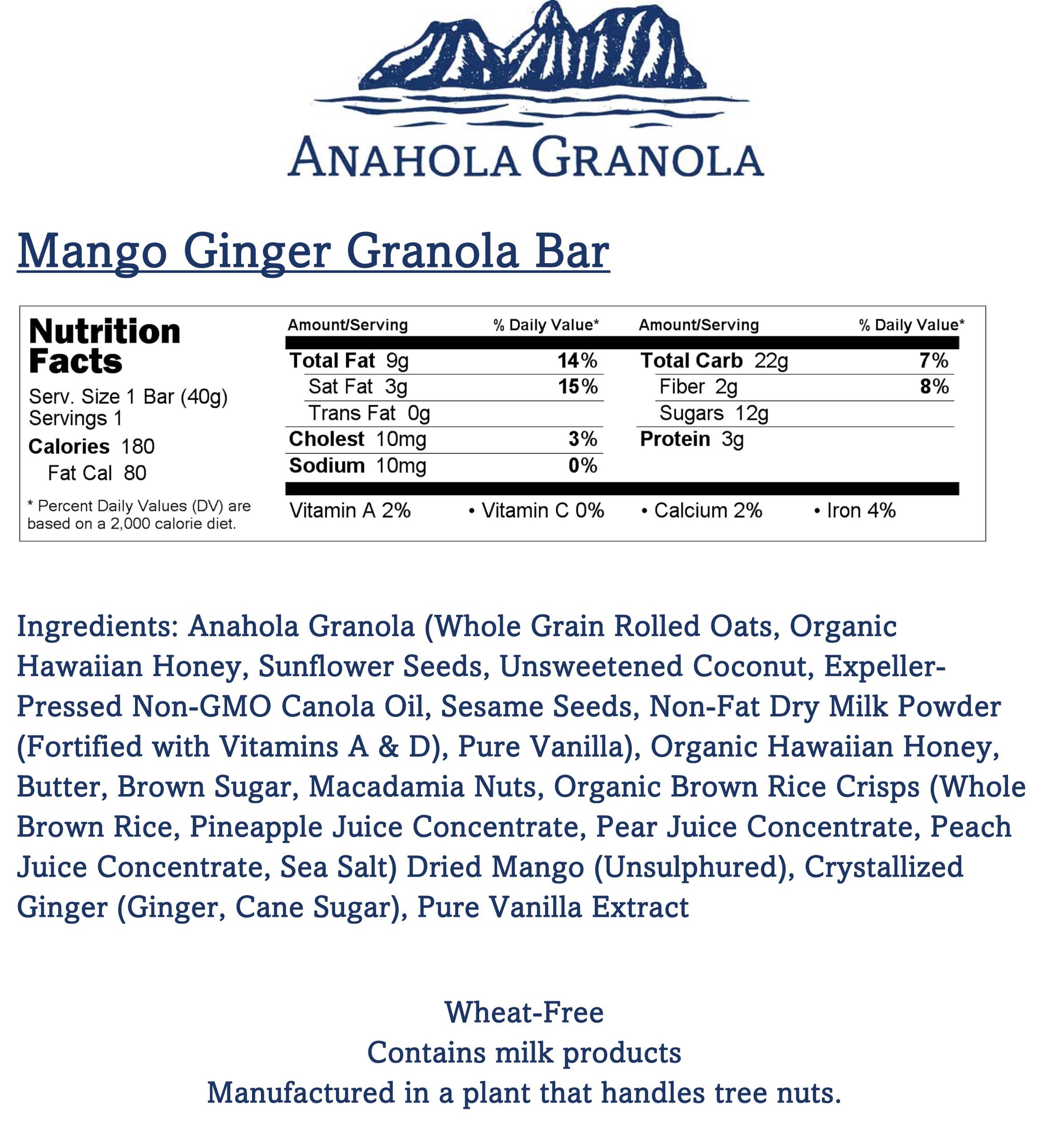Anahola Granola Mango Ginger Bars, 8 Count
