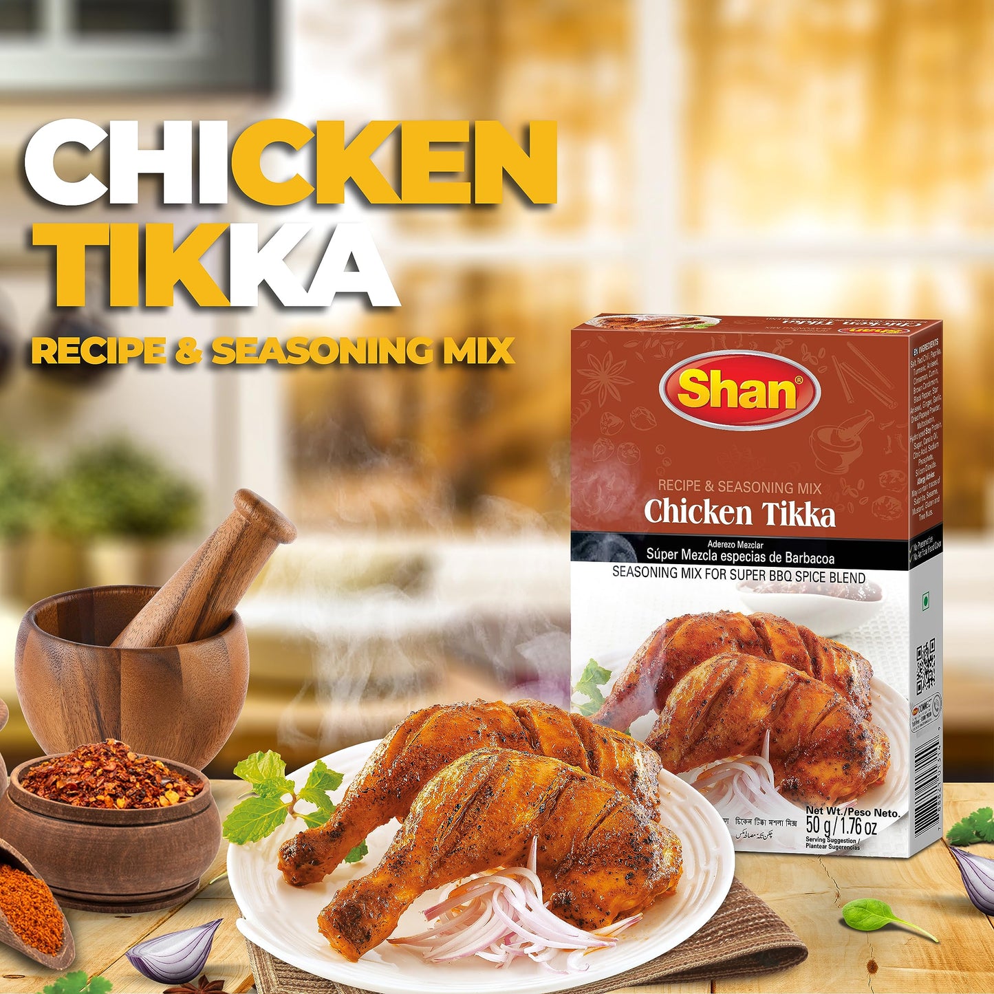 Shan - Chicken Tikka Seasoning Mix (50g) - Seasoning Packets for Tikka Masala