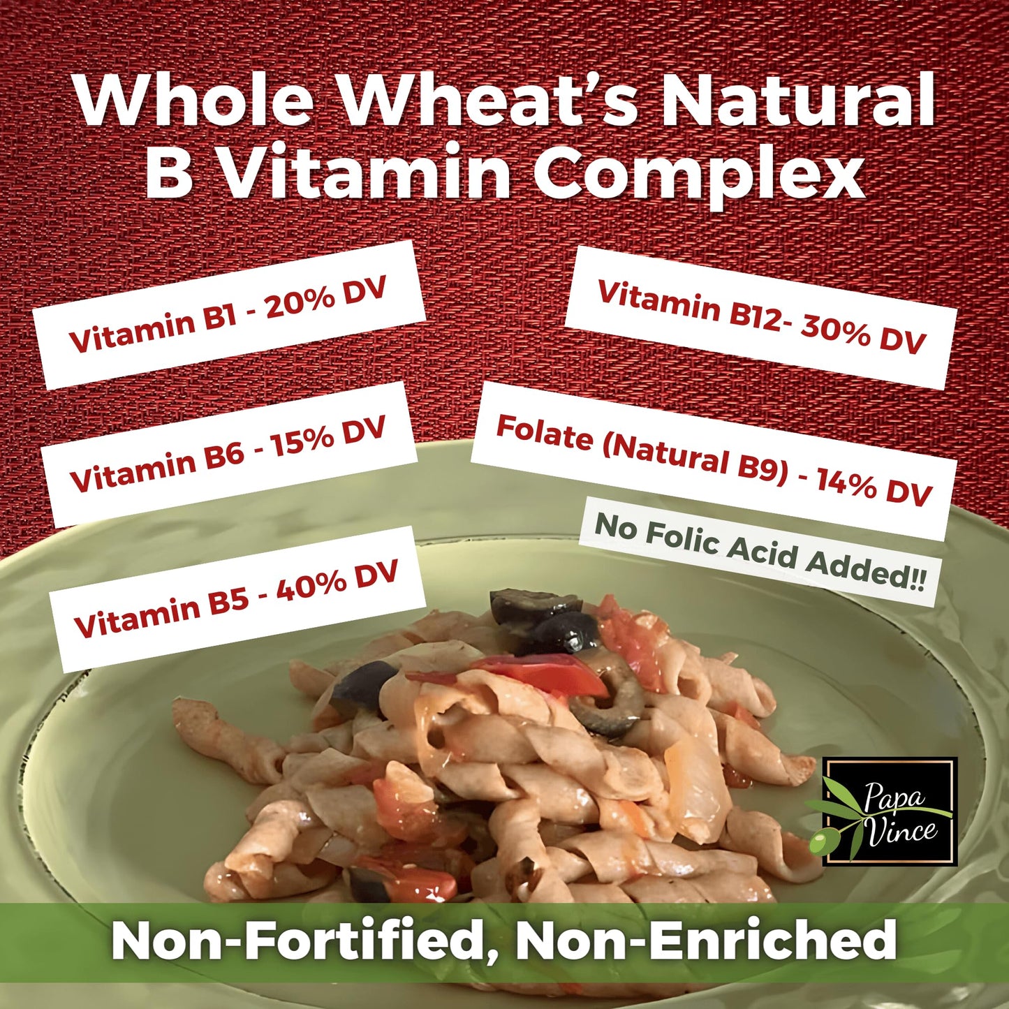Papa Vince Organic Non Enriched Pasta - Ancient Grain, high in fiber, high in protein, Timilia/Tumminia grown in Sicily Italy. Al dente texture, nutty