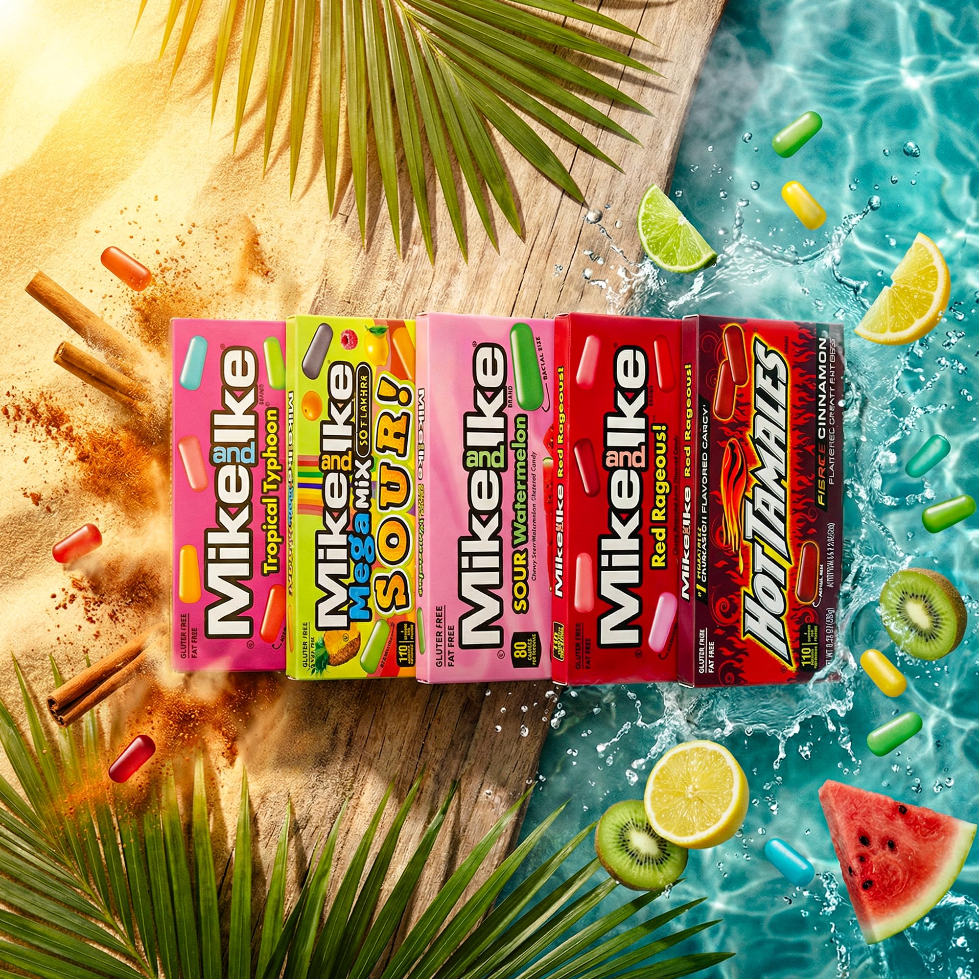 BP Bundle - Mike and Ike Theatre Box Candy Variety Pack - Fruity, Sour & Spicy Mixes - Candied Fruit, Mixed Fruit Gummy Candies Individually Wrapped