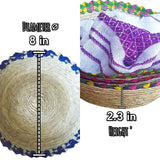 Jacq & Jürgen - 3 Pack Crown Tortilla Baskets with 1 Cotton Tortilla Cloth - Handwoven Palm Tortillero Bundle, Traditional Mexican Kitchen Décor