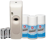 Big D 872 Metered Aerosol Starter Kit, Fresh Linen Fragrance (Contains Dispenser, 2 Batteries, 3 Aerosol Cans) - Air freshener Ideal for restrooms