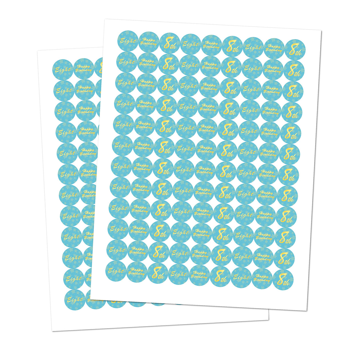 8th Birthday Kisses Stickers, Eight Blue Kiss Labels for Boy Happy Birthday Party, Chocolate Drop Tabletop Decorations, Candy Not Included. Made in