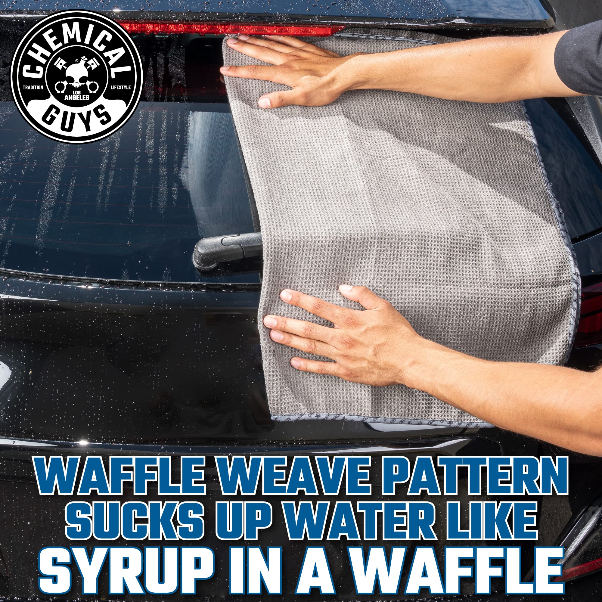 Chemical Guys Waffle Weave Gray Matter Microfiber Drying Towel 2 Pack, Huge Car Drying Towels for Faster Coverage on Paint, Glass, Wheels, and Trim