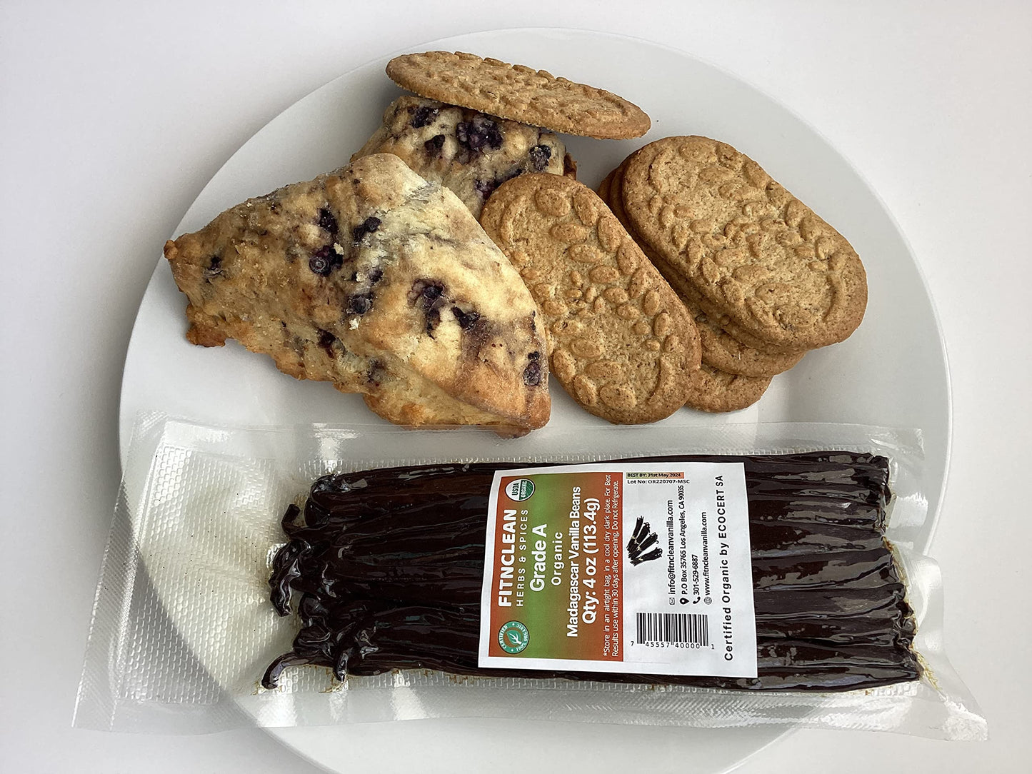 4oz Organic Madagascar Vanilla Beans Grade A. Certified USDA Organic. 6"-8" by FITNCLEAN VANILLA. Bulk for Extract, Cooking and Baking by the Weight