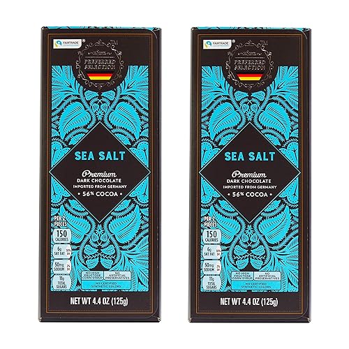 Lidl Preferred Selection Premium Dark Sea Salt Chocolate - 56% Cacao - Fair Trade - Made in Germany (2 Pack)