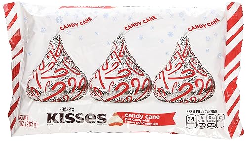 Hershey's Kisses Candy Cane - Mint Candy with Stripes and Candy Bits 10 Oz (Pack of 3)