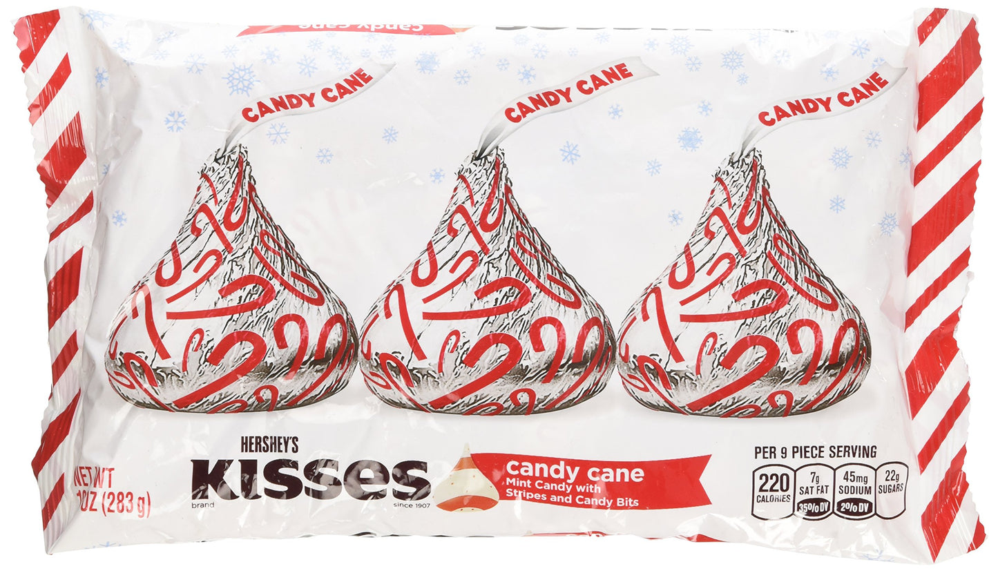 Hershey's Kisses Candy Cane - Mint Candy with Stripes and Candy Bits 10 Oz (Pack of 3)