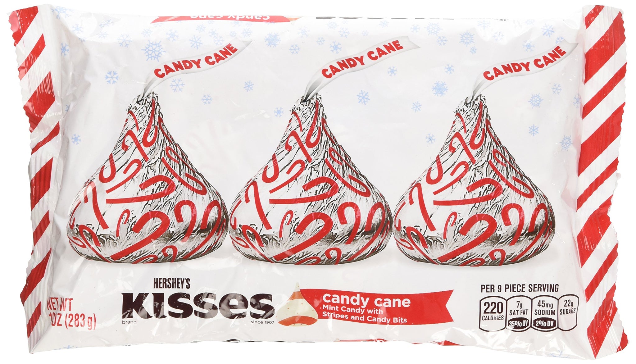 Hershey's Kisses Candy Cane - Mint Candy with Stripes and Candy Bits 10 Oz (Pack of 3)