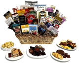 Hand-Crafted 43 Piece customizable chocolate gift basket of gourmet chocolates, cookies, and crunches. Tasty treats selected for businesses, clients