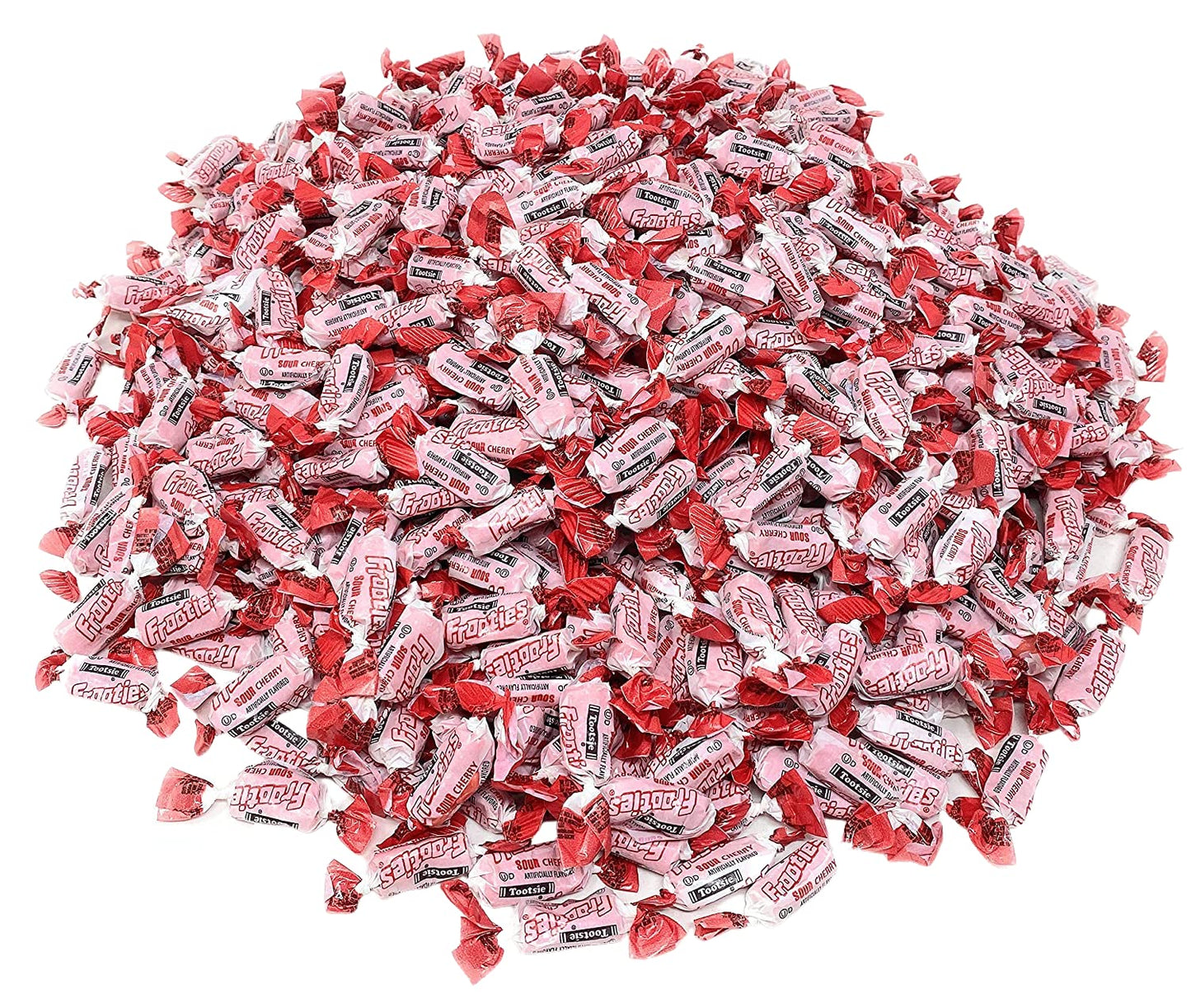 Bulk Sour Cherry Flavor Tootsie Roll Frooties Chewy Red American Taffies Candy Individually Wrapped In Resealable Assortit Bag 5 Lb 735+pcs (80-Oz)