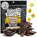 Ripped Beef Jerky - 100% Grass Fed Beef, 20g Protein, Real Ingredients, Gluten Free, No MSG, Made in USA (Pack of 3, Pineapple)