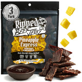 Ripped Beef Jerky - 100% Grass Fed Beef, 20g Protein, Real Ingredients, Gluten Free, No MSG, Made in USA (Pack of 3, Pineapple)