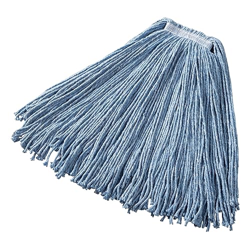 Rubbermaid Commercial Premium Cut-End Blend Mop, 24-Ounce Size, 1-Inch Orange Headband, Blue, Heavy Duty Wet Mop for Floor Cleaning