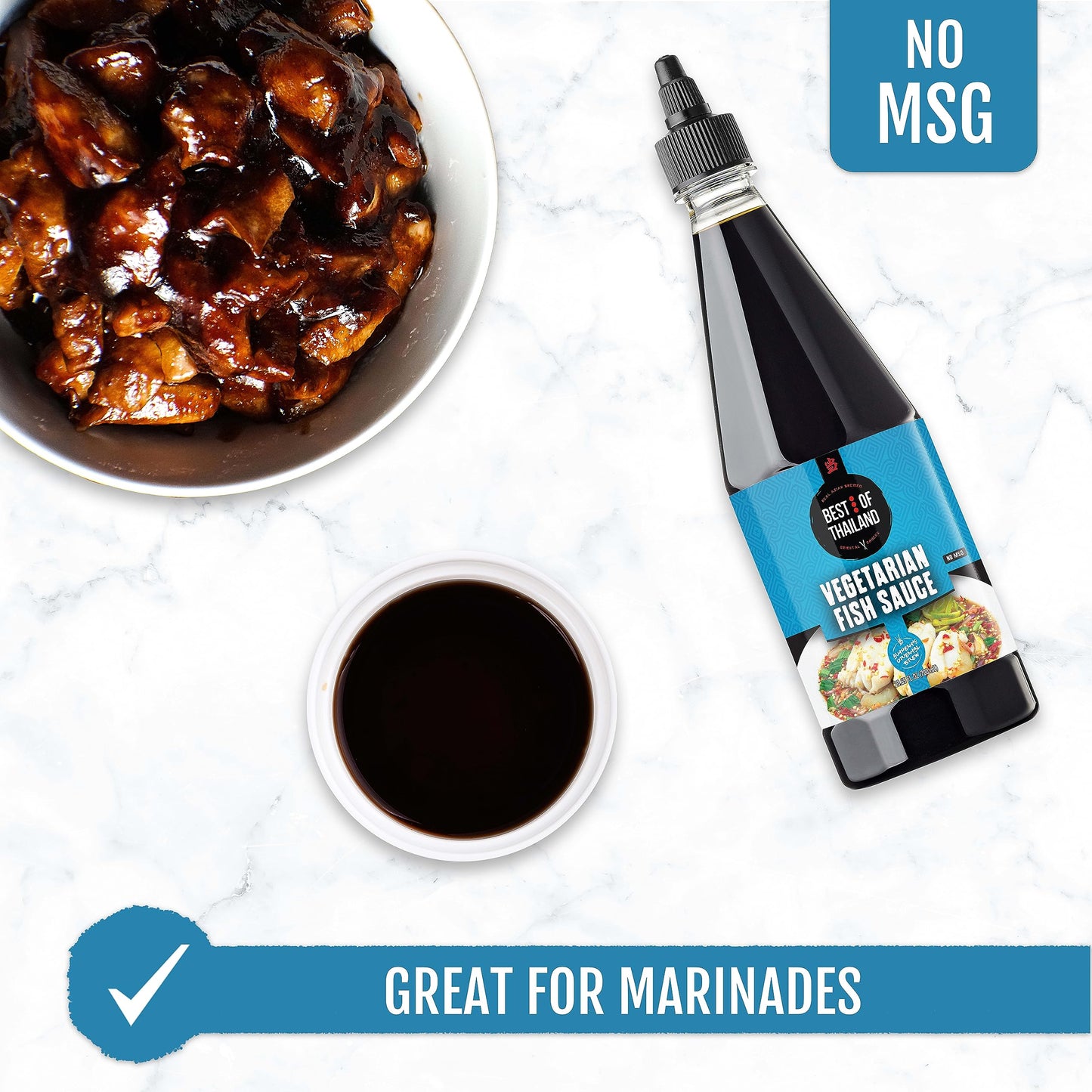 Best Of Thailand Vegetarian Fish Sauce | [Improved NO MSG] Real Authentic Asian Brewed Vegan Sauces for Dressings & Cooking | Certified Kosher