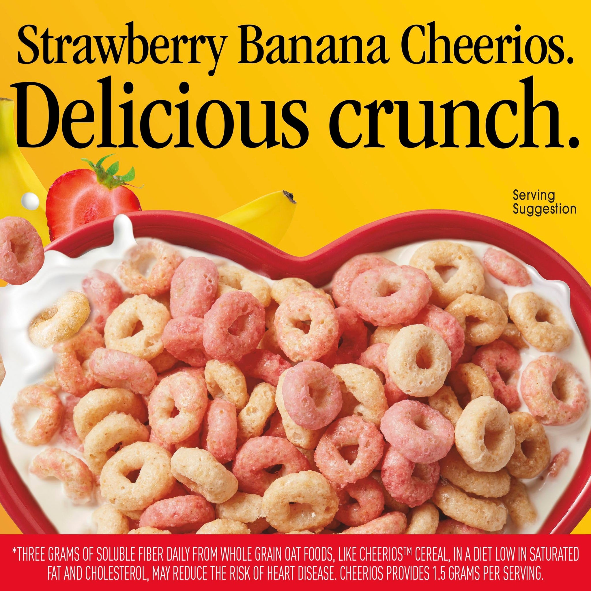 Strawberry Banana Cheerios, Heart Healthy Gluten Free Breakfast Cereal, Made with Whole Grain Oats, Large Size, 14.9 oz
