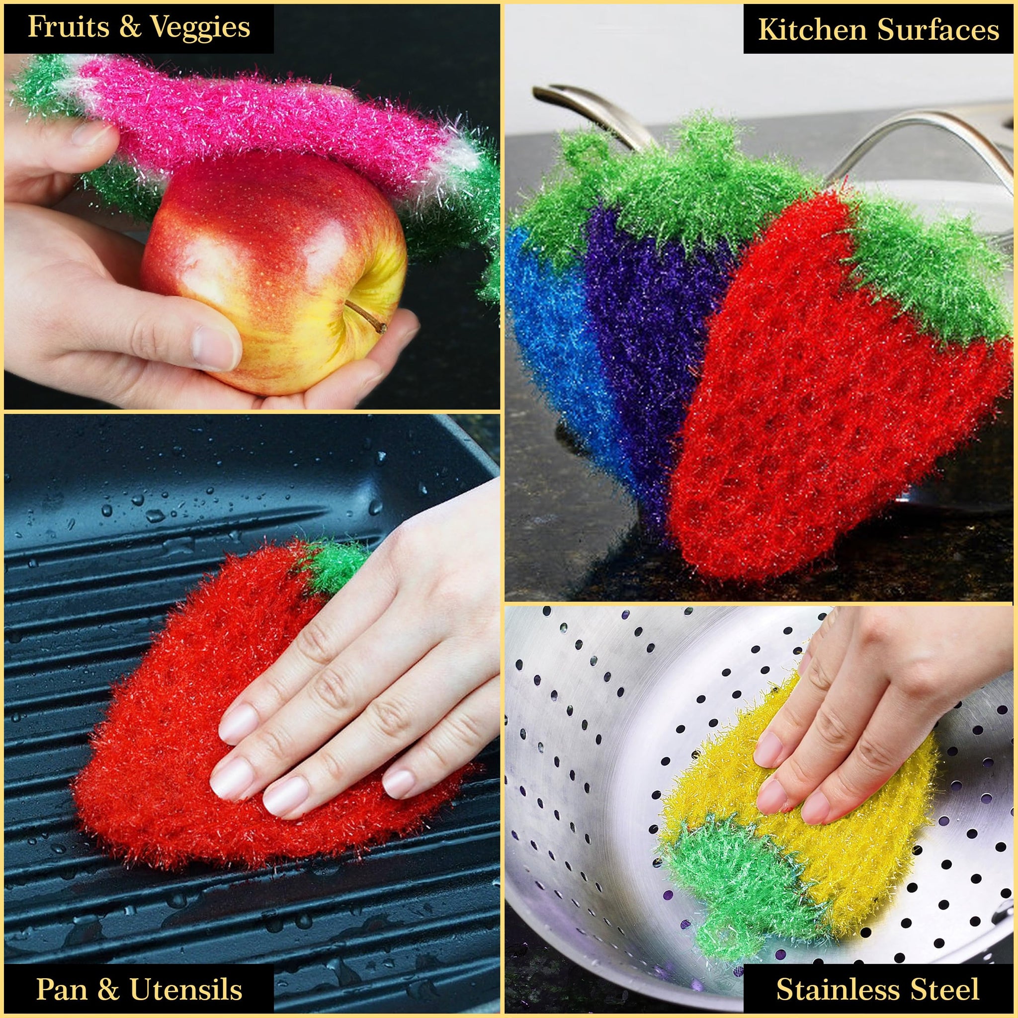 Dish Scrubbie Non-Scratch Dish Scrubber-Long Lasting & Odorless, Safe on Non-Stick, Cast Iron, Glass and Other Surfaces, Reusable Kitchen Sponge