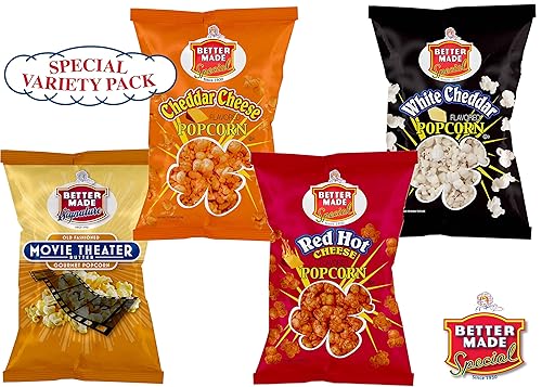 Better Made Special Variety Pack Popcorn - Pack of (8) - 2.75oz Bags - 2 Each Movie Theater Butter, White Cheddar, Cheddar Cheese, Hot Cheese Popcorn