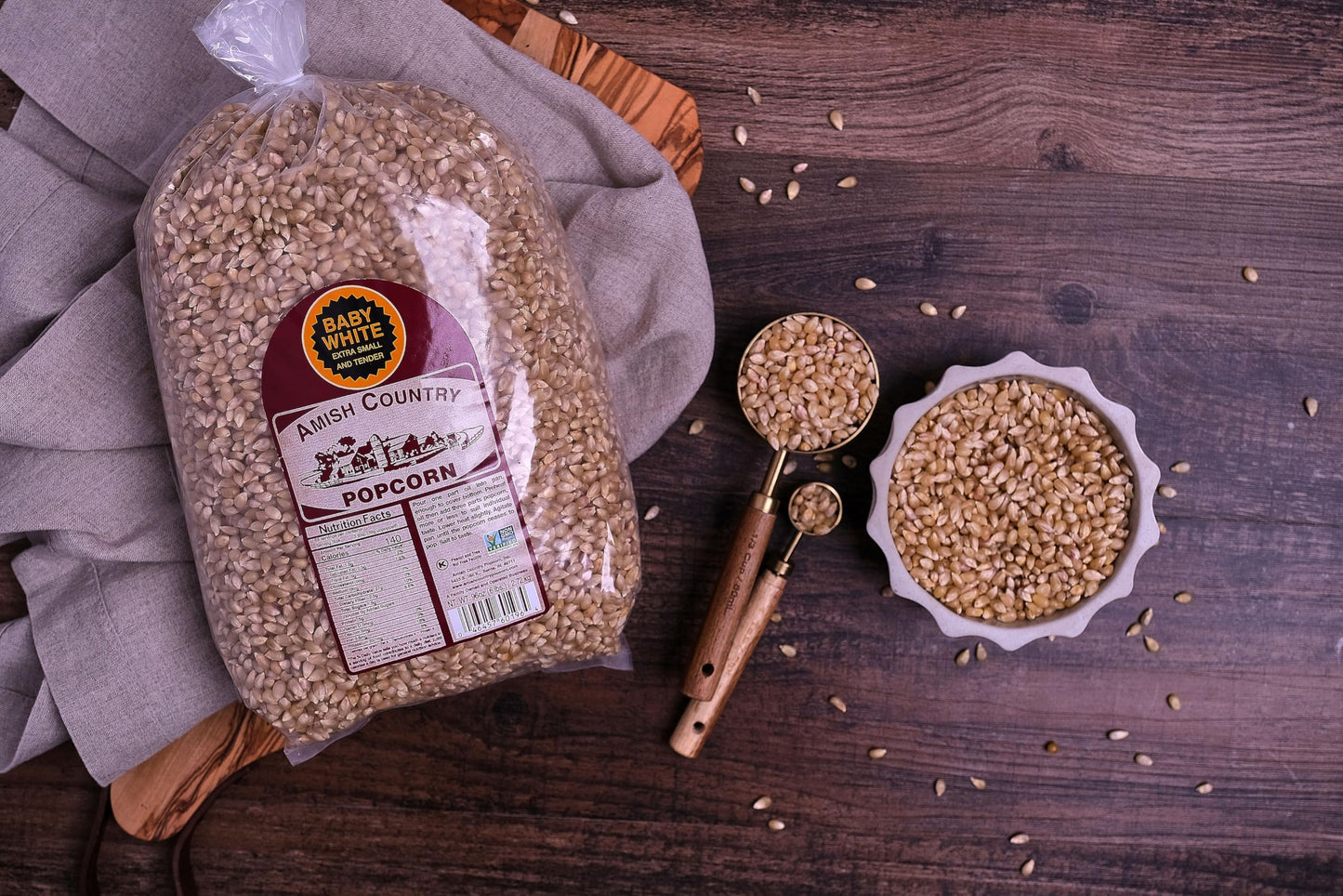 Amish Country Popcorn | 6 lb Bag | Baby White Popcorn Kernels | Small & Tender Popcorn | Old Fashioned, Non-GMO and Gluten Free (Baby White - 6 lb