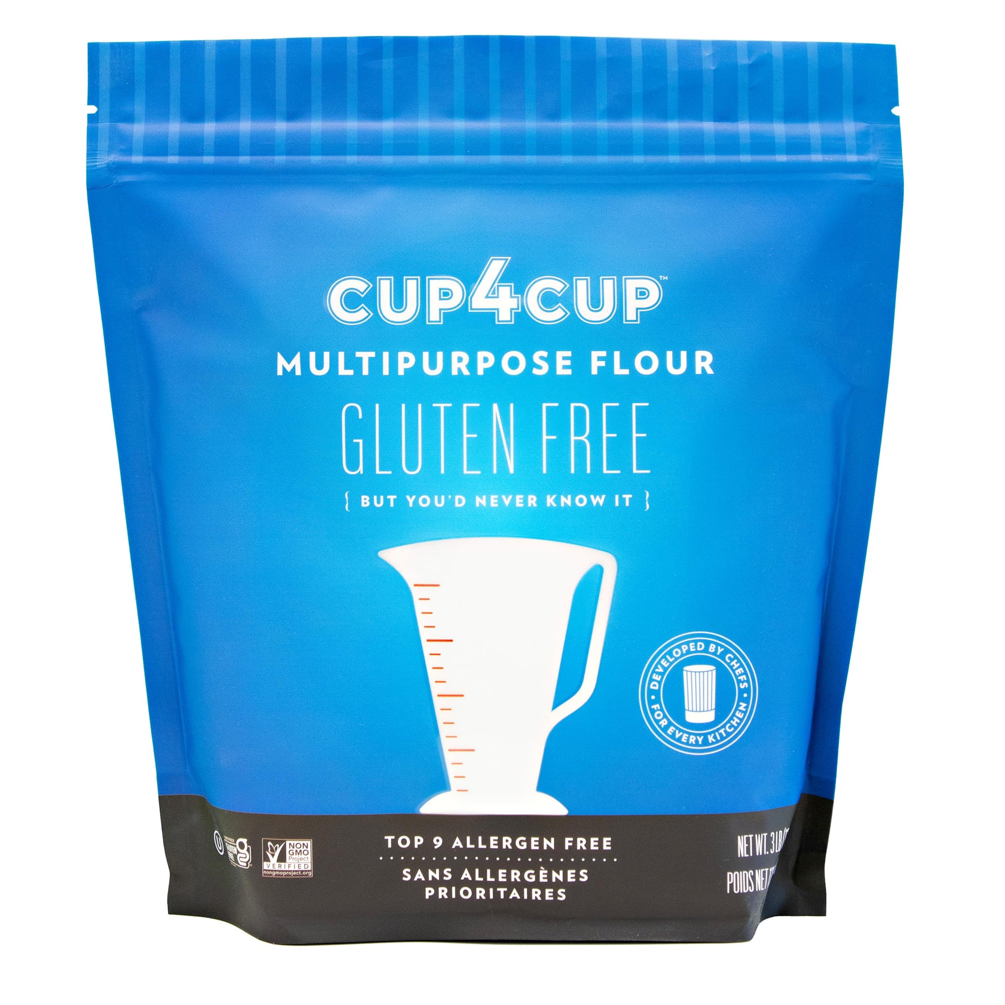 Cup4Cup Multipurpose Flour, 3 Pounds, Certified Gluten Free, 1:1 All Purpose Flour Substitution, Non-GMO, Kosher, Made in the USA