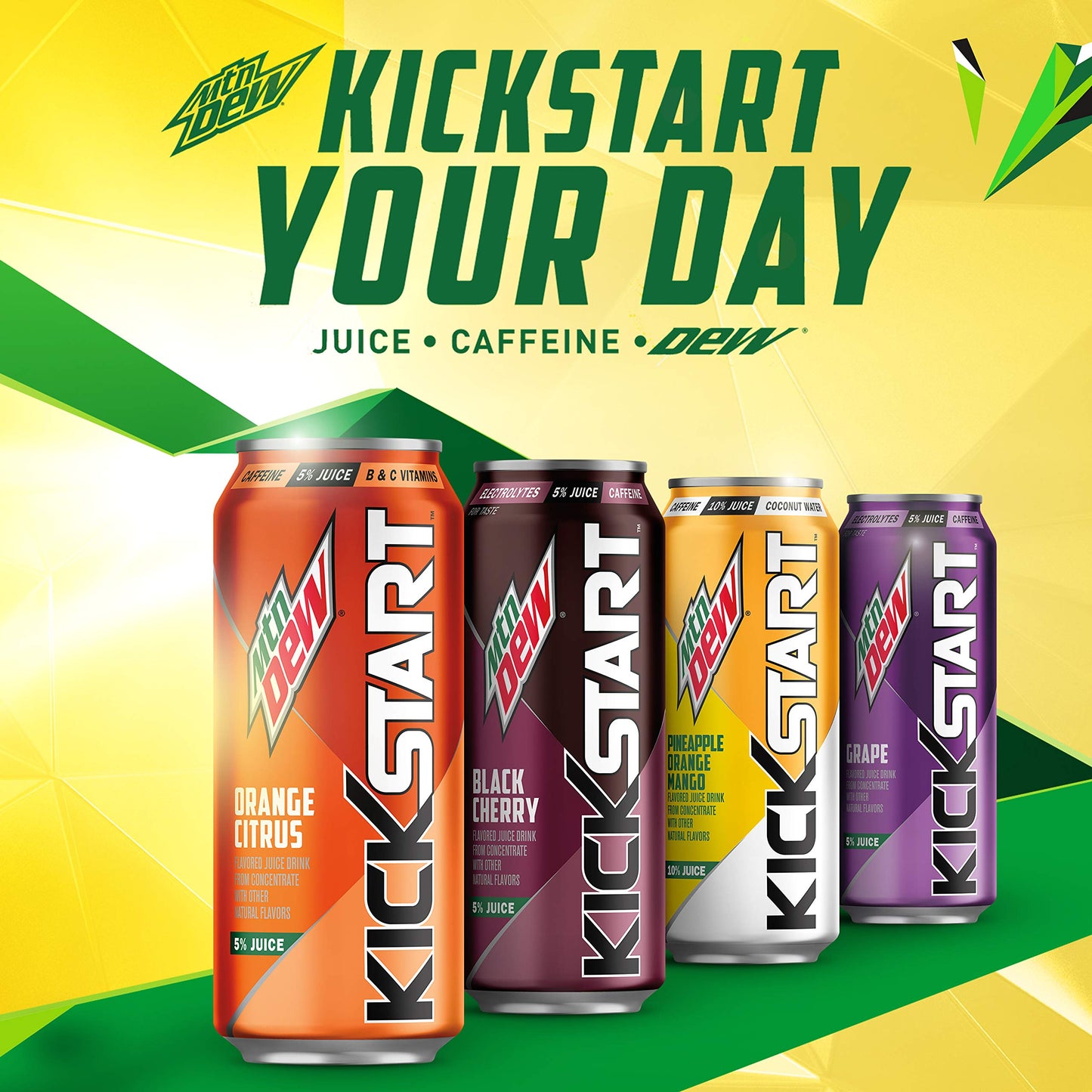 Mountain Dew Kickstart , Pineapple Orange Mango, 16 Fl Oz