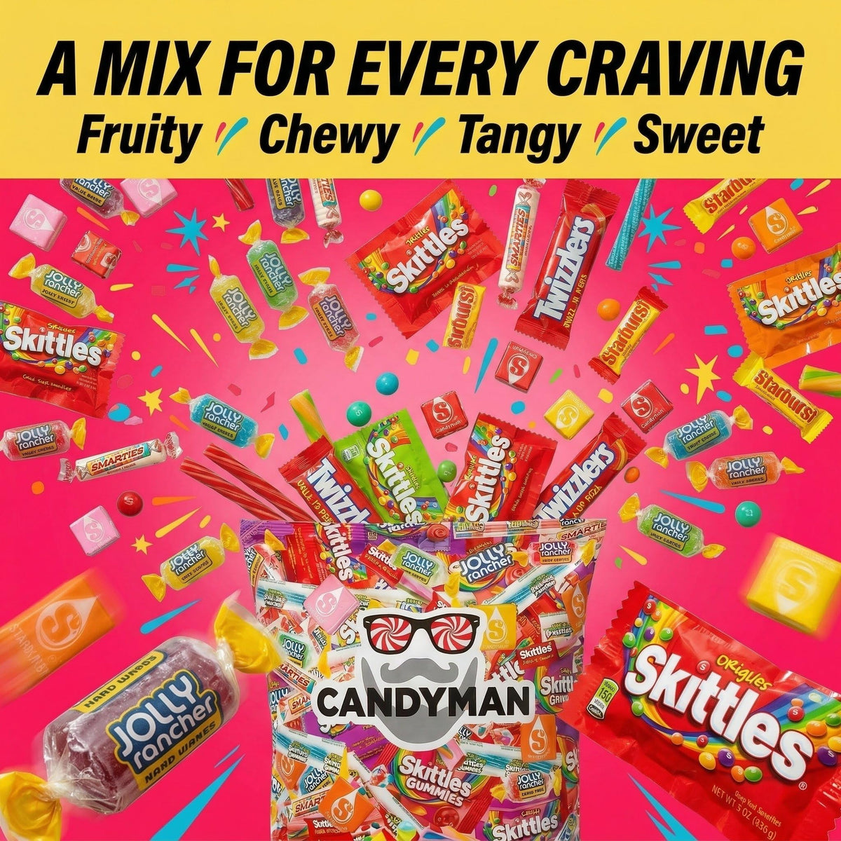 CANDYMAN Bulk Candy Variety Pack, 15 lb, Assorted, Individually Wrapped