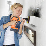 SCRUBIT Drill Brush Power Scouring Pads - Heavy Duty Tub and Tile Cleaner - Drill Scrubber Brush kit Includes Drill Attachment, 3 Red, 3 Stiff Green
