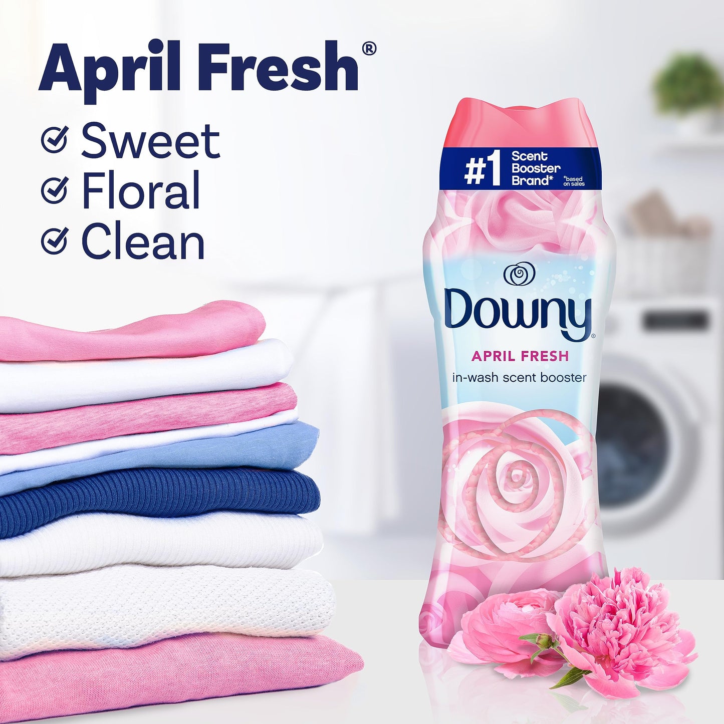 Downy April Fresh In-Wash Laundry Scent Booster Beads, 30.1 oz, laundry scent beads, Long-lasting Freshness