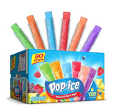 Pop Ice Popsicle Variety Pack of 1 Oz Freezer Bars, Assorted Flavors, 80 Count