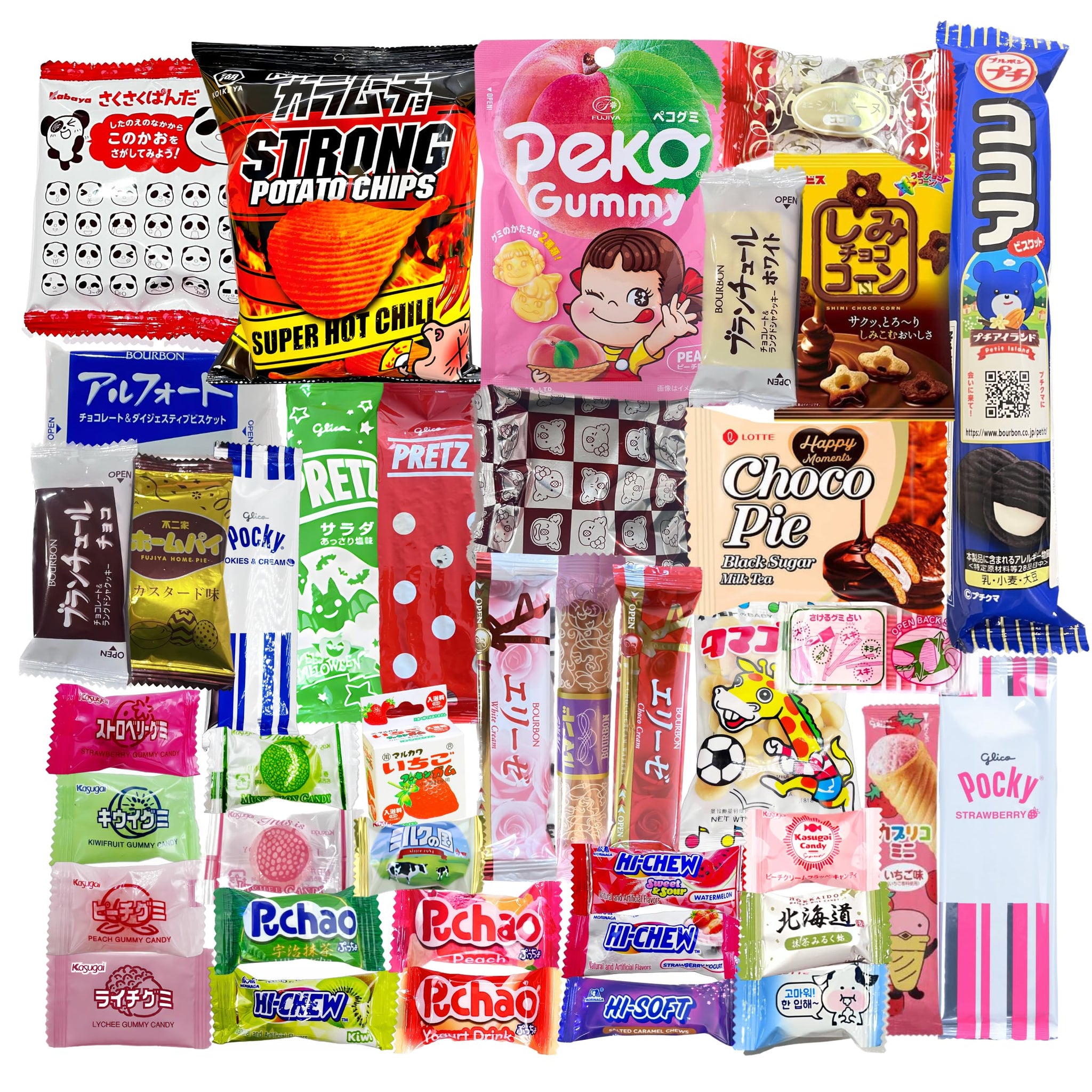 Asian Mystery Japanese Korean Snack Assortment Box, 40 Pieces, Includes Full Sized Items | Variety Pack of Best Tasting Snacks and Candies from Korea