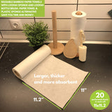 Bamboo Rayon Paper Towels | Washable Reusable Paper Towels, 2 Rolls,(40 Sheets)1 Year Supply & Loofah Sponge & Dish Scrub Brush | Eco Friendly Paper