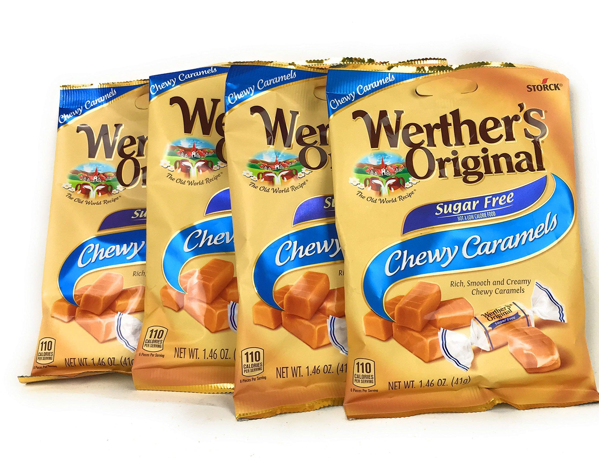Werther's Original Chewy Caramels Sugar Free Candies - Individually Wrapped Soft & Chewy Candy Pieces, Sweets for Parties or Holidays - 1.46 oz Bag