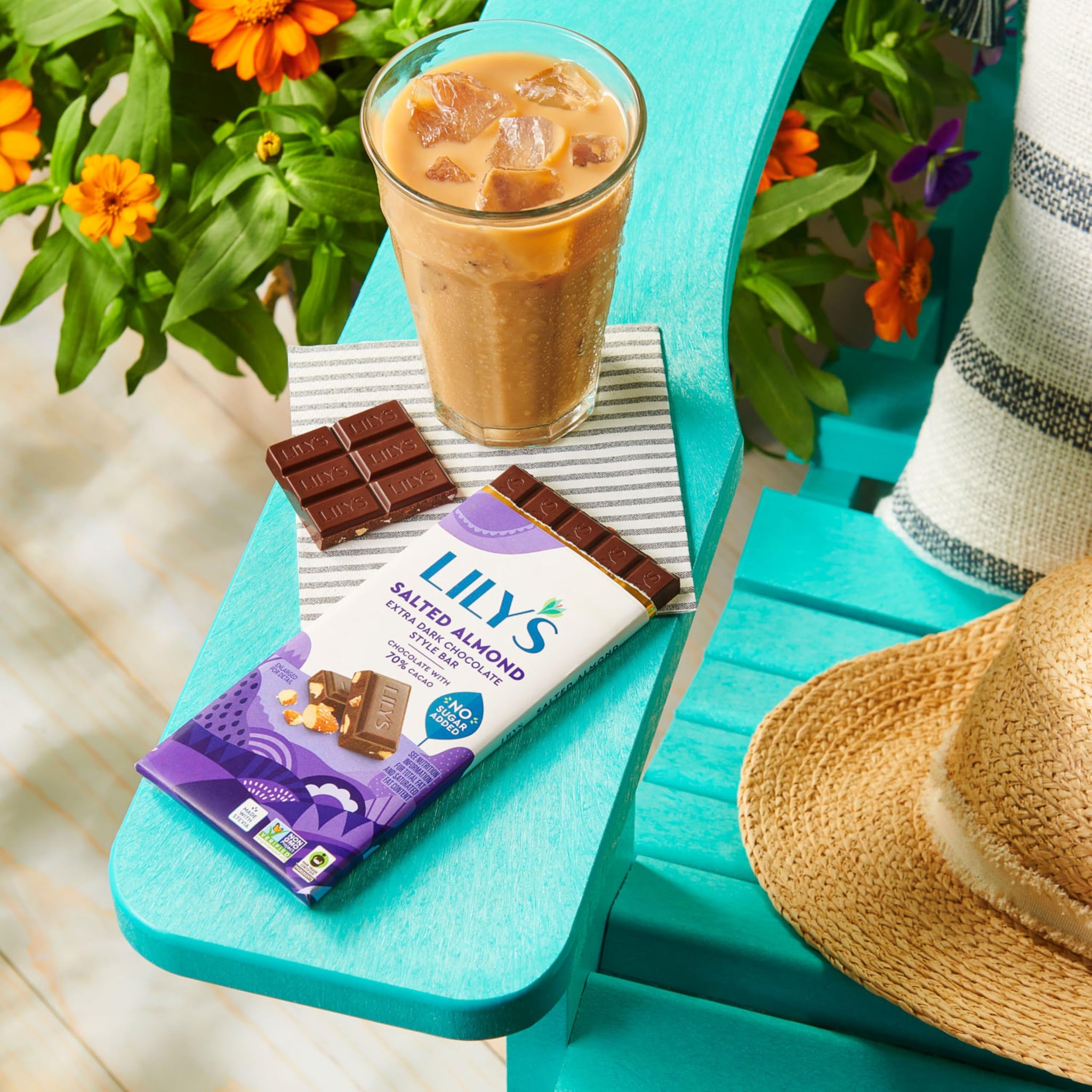 LILY'S Salted Almond Extra Dark Chocolate Style No Sugar Added, Sweets Bar, 2.8 oz